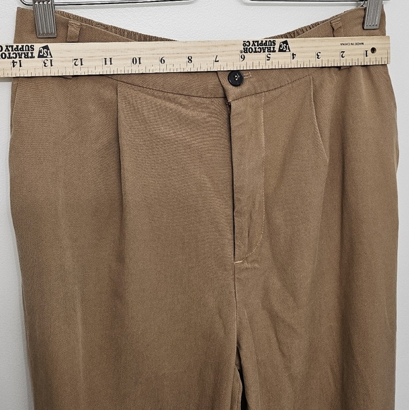 Zara Womens Tapered Pleated Ankle Pants Medium Beige Elastic High Waist - Picture 7 of 9